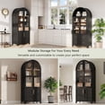thumbnail image 4 of CQSXDA Versatile 71 Inch Tall Arched Kitchen Pantry Cabinet With Glass Door And Adjustable Shelves,Featuring Hidden Drawer Farmhouse Storage Cupboard, Black, 4 of 20