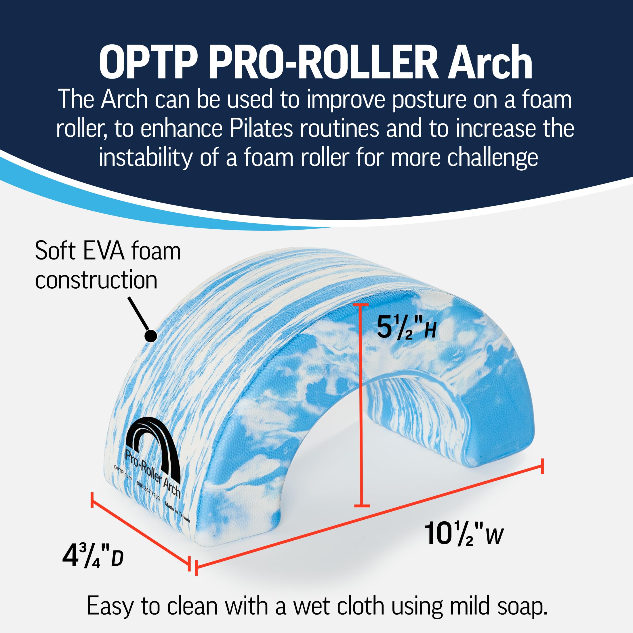 OPTP PRO-ROLLER Arch - Foam Roller Support and Positioning Tool – Use with 6-Inch Diameter Large Foam Rollers, A Short Foam Roller or Half Round Foam Roller