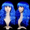 thumbnail image 3 of Peluca de ondas grandes coloridas, tocado para mascarada, tocado de pelo largo y rizado de fibra química, tocado divertido para cosplay, 3 of 5