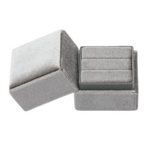 Unique Bargains Velvet Square Ring Box Storage for Proposal Light Gray