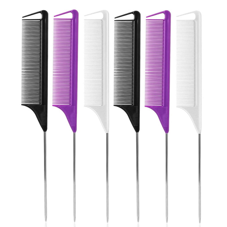 6 PC Purple Rat Tail Styling Comb with Stainless Steel Pintail Braiding  Combs - Blond Forte