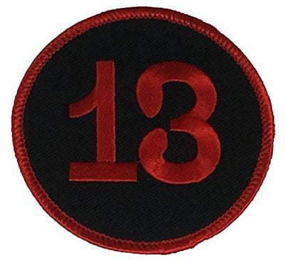 Number 13 Embroidered Iron Sew On Patch Black Red Thirteen Birthday Shirt Badge 