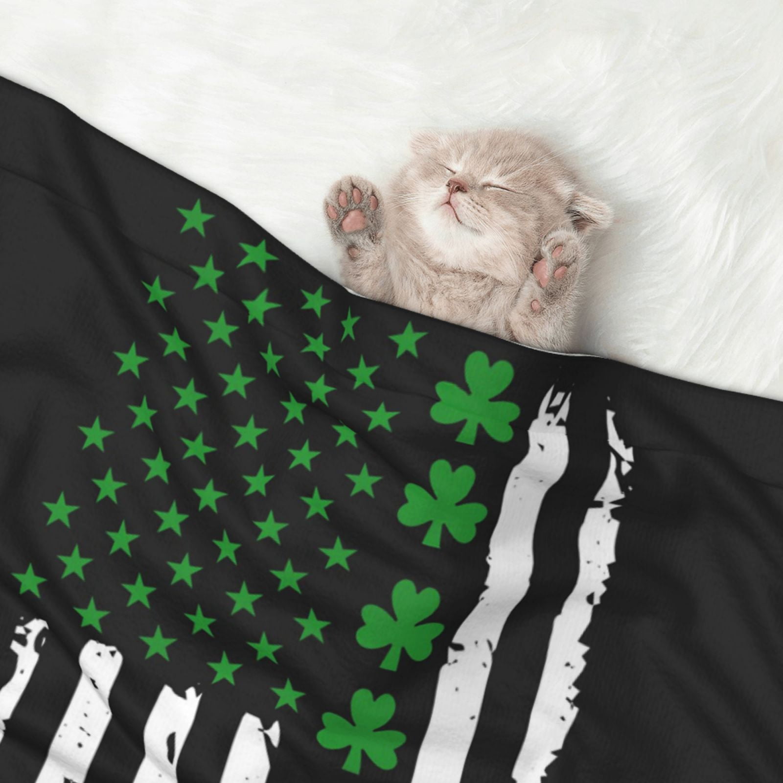 St. Patrick'S Day Irish America Flag Dog Blanket Soft Warm Flannel Cat Blanket Great Pet Throw for Cats Puppy Small Medium Large Dog