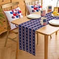 thumbnail image 3 of Table Runner Dresser Scarves 48 Inch Long,USA 4th July Star on Blue Linen Dining Table Runners Patriotic Geometric Red White Stripe Tabletop Scarf for Wedding Holiday Party Kitchen, 3 of 7