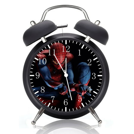 Twin Bell Spider Alarm Clock with Night Light Quite Silent Non-Ticking 4 Inches Glass Face - Great for Decor Best Gift Ideas Y26