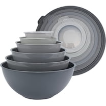 COOK WITH COLOR 12-Pc Mixing Bowls with Lids Set Plastic Bowls for Kitchen, Gray