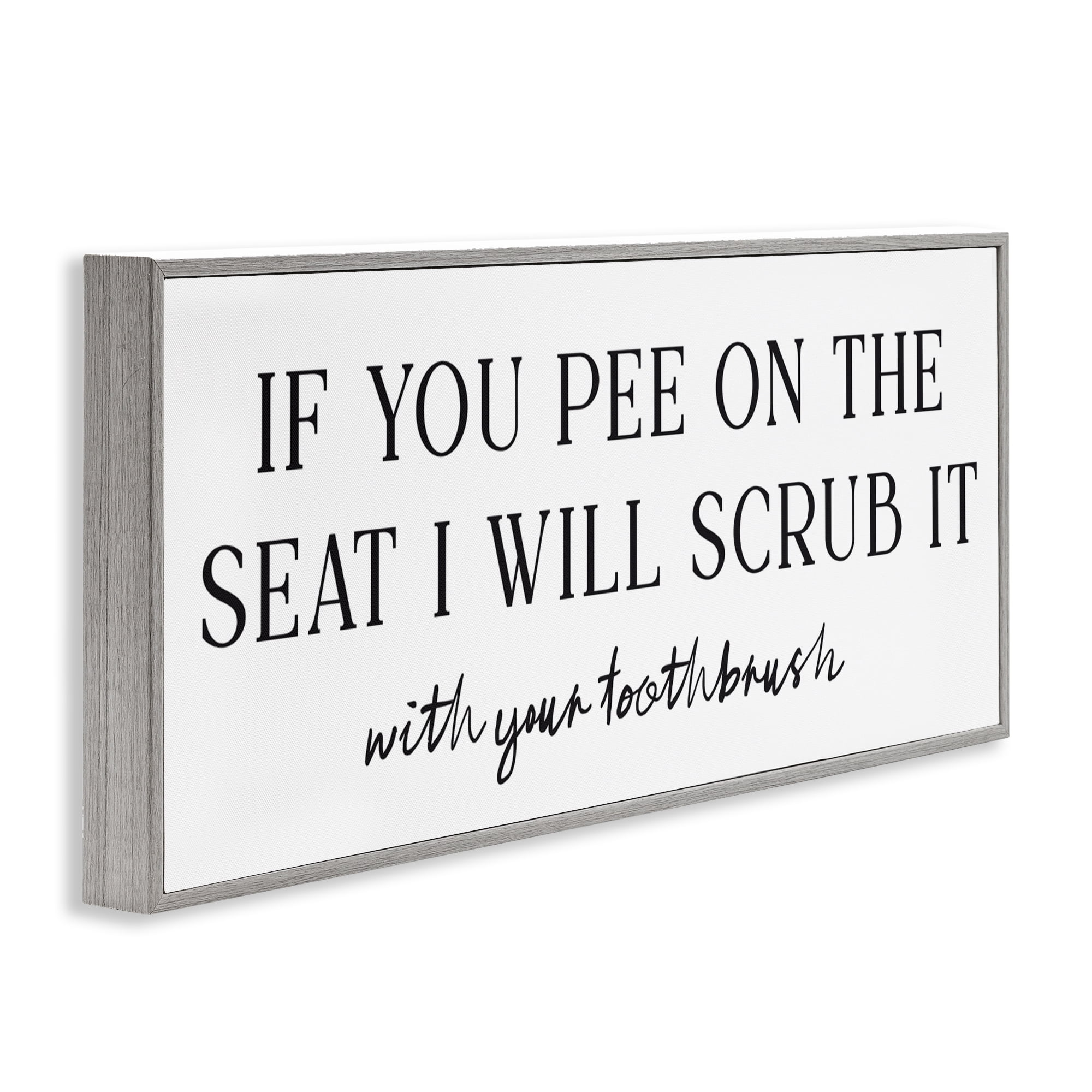 Stupell Industries Pee On The Seat Humor Gray Framed Giclee Art, design by Lettered and Lined
