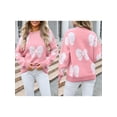 thumbnail image 2 of Michellecmm Women's Casual Bow Print Pullover Crewneck Sweaters Loose Fit Fall Winter Long Sleeve Knitted Cute Jumper Tops, 2 of 9