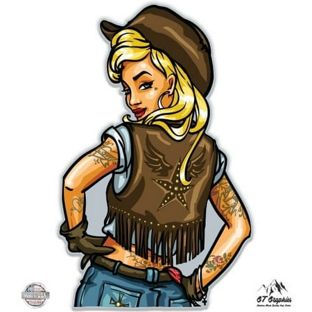 Sexy Cowgirl - 3" Vinyl Sticker - For Car Laptop I-Pad Phone Helmet Hard Hat - Waterproof Decal