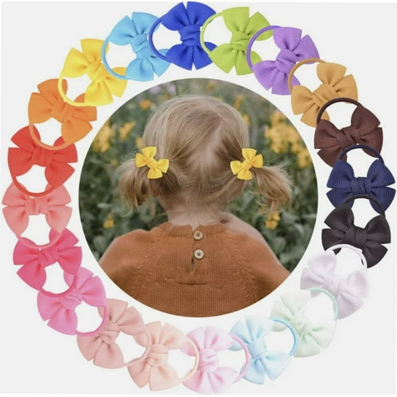 40Pcs Small Mini Solid Color Baby Elastic Rubber band Ribbon Bow Hair Tie For Girls Hair Accessories
