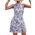 thumbnail image 2 of Vestido Corto Con Cuello Halter, Estampado Floral, Cómodo, Ajustado, Sin Mangas, Vestido Corto Para Playas Para Mujeres, 2 of 6