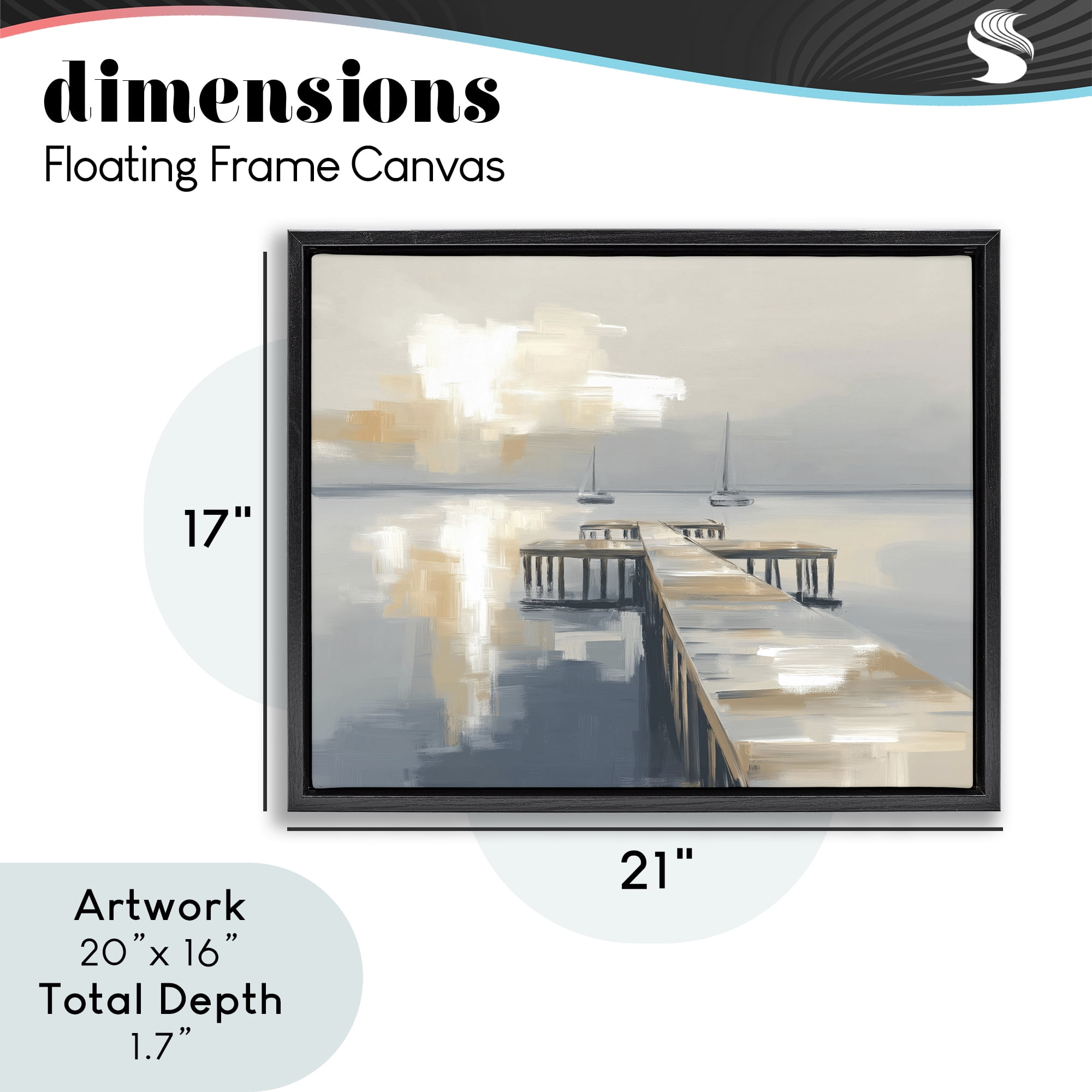 Stupell Industries Pier with Two Boats Seascape Black Framed Floater Canvas Wall Art, design by Kim Curinga