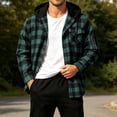 thumbnail image 6 of WRFWUL Mens Flannel Hooded Shirts Fall Trendy Plaid Long Sleeve Button Down Sweatshirt with Chest Pocket, 6 of 7