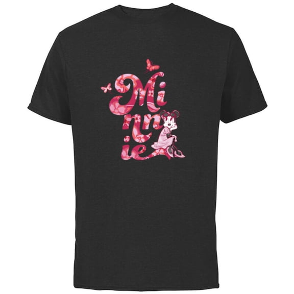 Disney Minnie Mouse Breast Cancer Awareness Month Doodle - Short Sleeve Cotton T-Shirt for Adults - Customized-Black