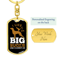 thumbnail image 3 of Big Bucks I Like Stainless Steel or 18k Gold Premium Swivel Dog Tag Keychain, 3 of 10