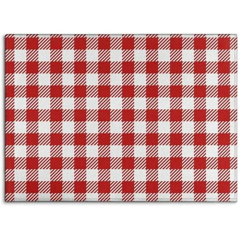 Popular Red and Yellow Checkered Floor Runner Rugs Long Kitchen