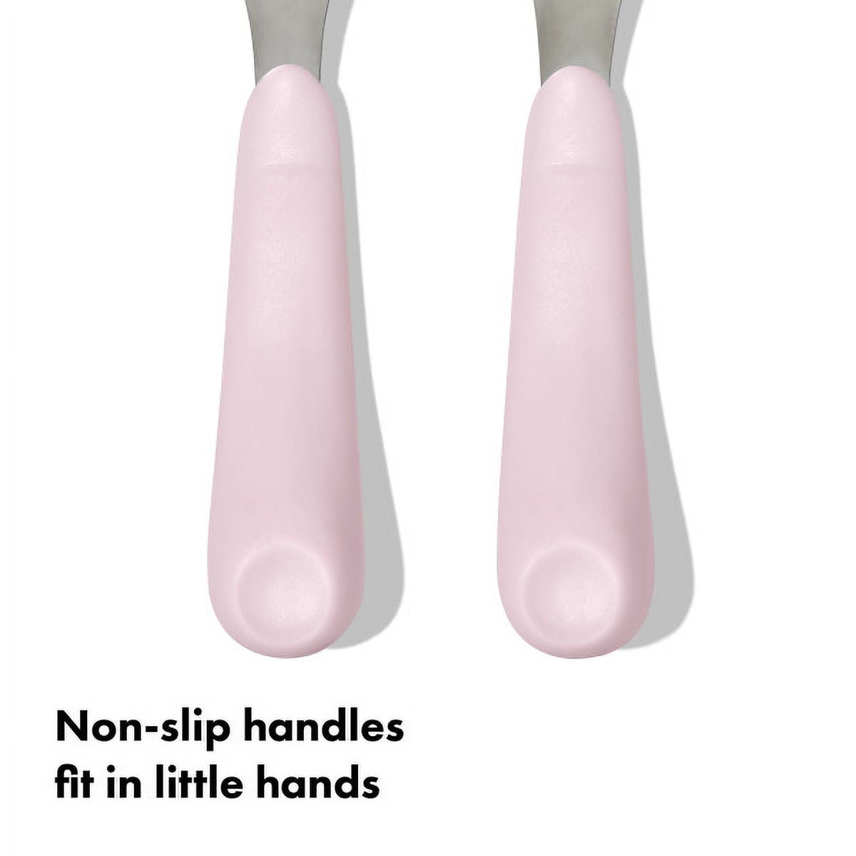 OXO Tot Toddler Stainless Steel Fork and Spoon 2 Piece Set for 12+ Months, Blossom