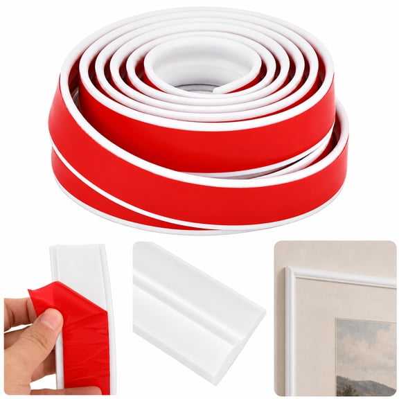 Self Adhesive Molding Trim, 19.7 ft x 1.6 in Peel and Stick Wall Trim, Flexible TPE Chair Rail Molding for Mirror Frame, 3D Waterproof Decorative Wall Panelling Kit
