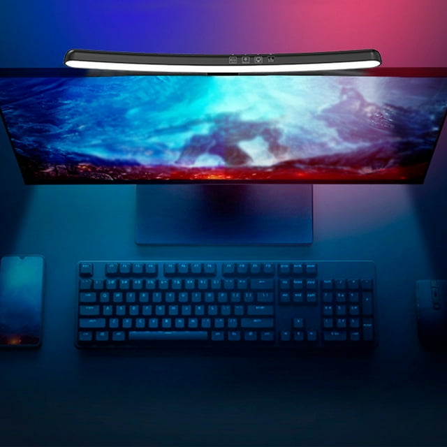 Fiudx Lámpara de Ambiente Asimétrica, Protección Ocular, Brillo Ajustable, Alimentación Por Usb, Sin Reflejos, Diseño Compacto, Ideal para Oficina y Hogar, 12 X 20 X 41 Cm.