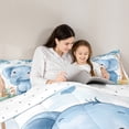 thumbnail image 5 of Feelyou Cute Elephant Blue Queen Comforter Set, Watercolor Animal Bedding Sets, Teens Kids Boys Girls Reversible Bedding Comforter Set, Breathable Home Decor, 3pcs, 5 of 8