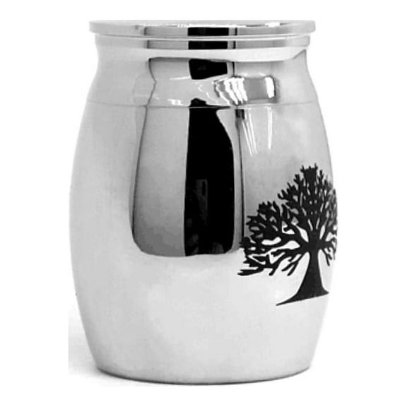 FRCOLOR Stainless Steel Cremation Urn with Tree of Life Pattern for Holding Ashes Silver Lightweight
