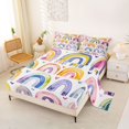 thumbnail image 2 of Manfei Cartoon Rainbow Bed Sheets, Graffiti Love Heart Full Size Sheets, White Pink, 4-Piece, 1 Flat Sheet, 1 Fitted Sheet and 2 Pillowcases, 2 of 6
