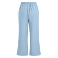 thumbnail image 2 of lnmuld Girls Solid Crinkle Gauze Wide Leg Pants Elastic Drawstring Split Hem Casual Beach Trousers Size:5-6 Years, 2 of 4