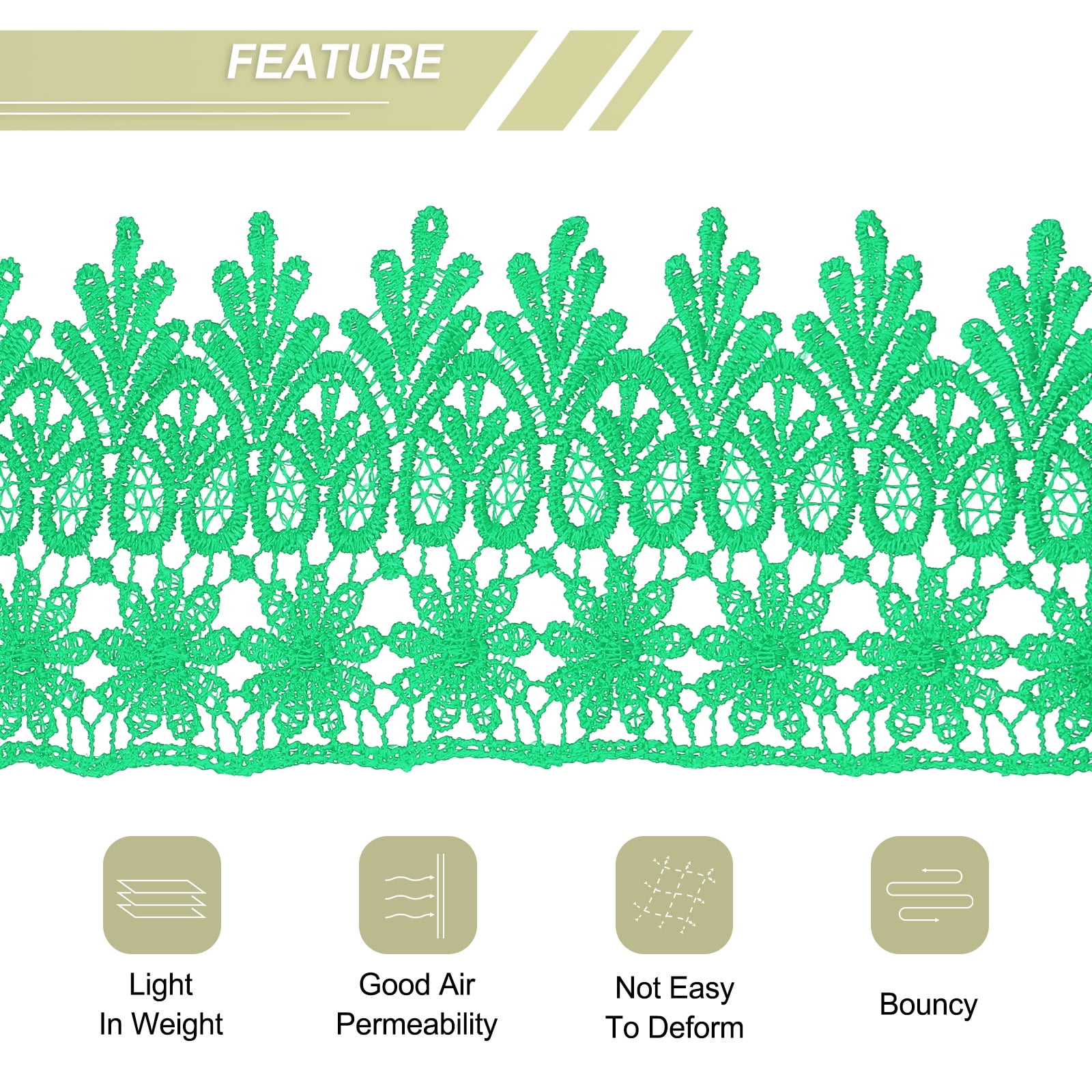 Uxcell 3.14 inch Wide 10 Yard Lace Ribbon Floral Pattern Green Embroidered Lace Trim for Sewing Making, Gift Wrapping