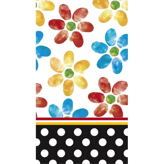Evergreen Paper Guest Towel, 15 count, Flowers with Polka Dots