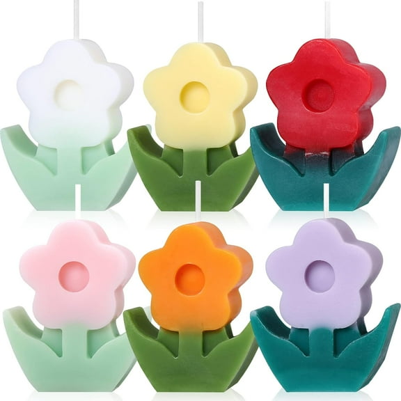 Tailpa 6 Pcs Flower Shaped Candles,Soy Wax Scented Candle,Delicate Decorative Candle for Home Decor,Aesthetic Candles Flower Candle,Cute Candles for Table Table Photo Prop Birthday Gift (6 Colors)