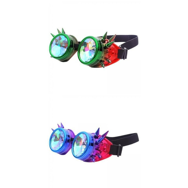 Steampunk Goggles, Goggles Windproof Rave, Men Women Crystal Rainbow,Photo Prop Cosplay Steampunk Goggles Costume,Concert Holiday Party Dancing Colcomx Gafas Steampunk