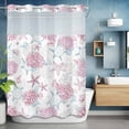 thumbnail image 2 of Summer Marine Life No Hook Shower Curtain with Snap in Liner Ocean Starfish Coral Coastal Sea Turtle Pink Waterproof Bathroom Shower Curtain with See Through Top Window for Bathtub 60" x 72", 2 of 9