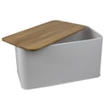 thumbnail image 2 of Home Basics Tin Bread Box with Bamboo Top, White, 2 of 4