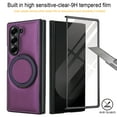 thumbnail image 3 of Compatible with Samsung Galaxy Z Fold 6 Phone Case,Built-in Screen Protector,360° Rotatable Ring Kickstand,Compatible with Mag-Safe,Anti-Scratch Leather Shockproof Rugged Phone Case,Darkpurple, 3 of 8
