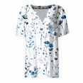thumbnail image 3 of NAMTYQX Womens Shirts Dressy Casual Fashion Comfort Plus Size Casual V Neck Short Sleeve Loose Fitting Soft Light Blue Size 2XL, 3 of 5
