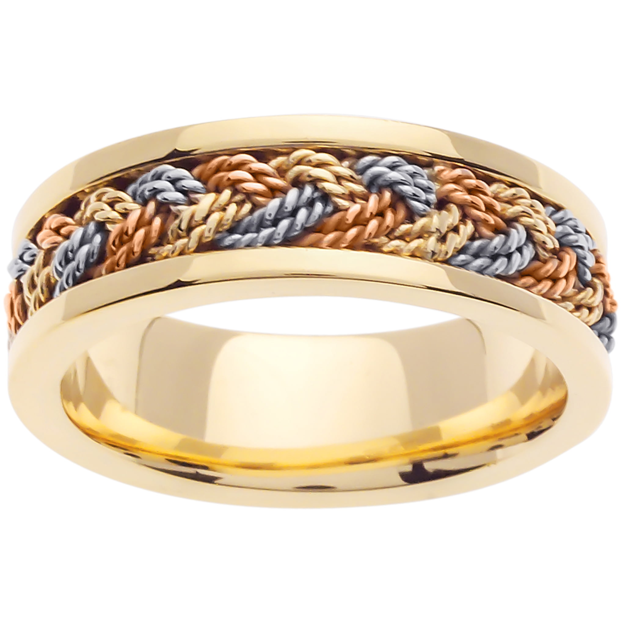 Wedding Rings Depot 14K Tri Color Gold African Braid