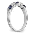 thumbnail image 6 of 14K White Gold Ring Band Wedding Diamond Round Sapphire Blue, Size 8, 6 of 7