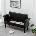 thumbnail image 5 of Alunaune Upholstered Black Storage Bench for Bedroom End of Bed Bench Ottoman, Tufted Entryway Bench Settee, PU Leather Footstool with Arms for Living Room, 5 of 9