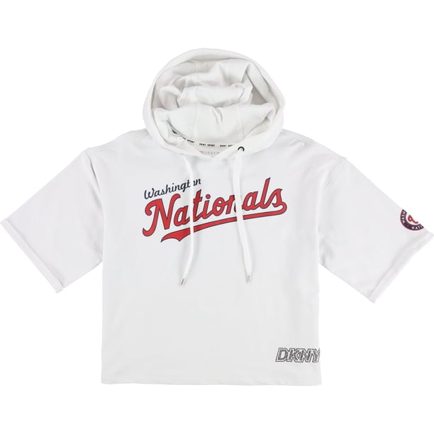 DKNY Womens Washington Nationals Hoodie Sweatshirt, white, S