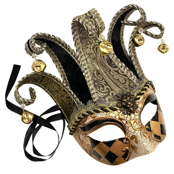 Unisex Mens Mardi Gras Vintage Harlequins Masquerade Jolly Jester Mask Cosplay Dance Birthday Carnival Halloween dress up Cosplay Party