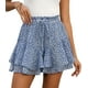 thumbnail image 1 of Pantalones cortos LOMMON Shorts de chifón casual de verano para mujer, azul, 1 of 4