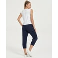 thumbnail image 7 of Stelle Women's Cotton Capri Joggers Pants with Side Pockets Workout Sweatpants,Drawstring Waist Running Yoga Athletic Tapered Casual Pants Lightweight Lounge Pants 20",XS-XXL Navy, 7 of 7