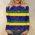 thumbnail image 3 of Craaazy Women's Fashion Crew Neck Long-Sleeve Mardi Gras Print Casual Pullover Tops Gifts, 3 of 5
