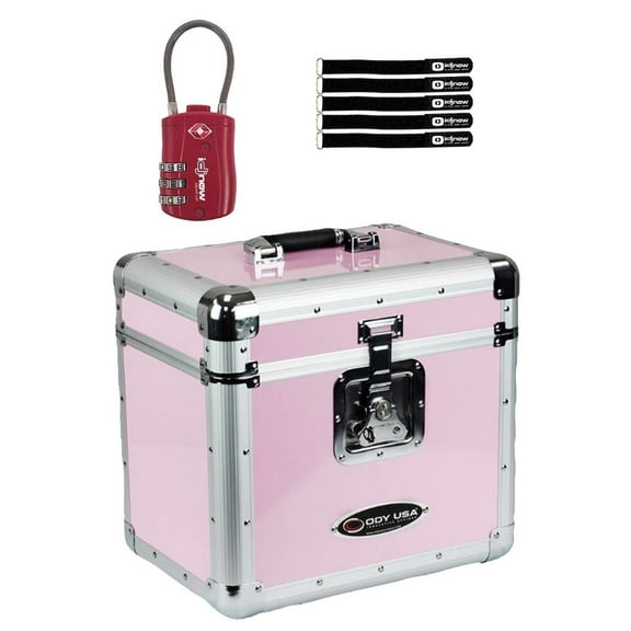 Odyssey KLP1PINK KROM Series Pink Record/Utility Case for 70 12" Vinyl Records & LPs with Lock Package