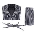 thumbnail image 5 of Disfraz de Jack Skellington de la película The Night para mujer, hombre y adulto, uniforme, chaqueta de rayas blancas y negras, pantalones y máscara para Halloween, 5 of 5