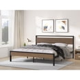 thumbnail image 2 of Ceres Metal Bed, Black with Walnut Wood Headboard&Footboard, Queen,83.1*61.6*40.1 in, 2 of 10
