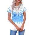 thumbnail image 2 of Plus Size Women's Summer Casual Short Sleeve V Neck Button Down Top for Dressy Wear, 2 of 5