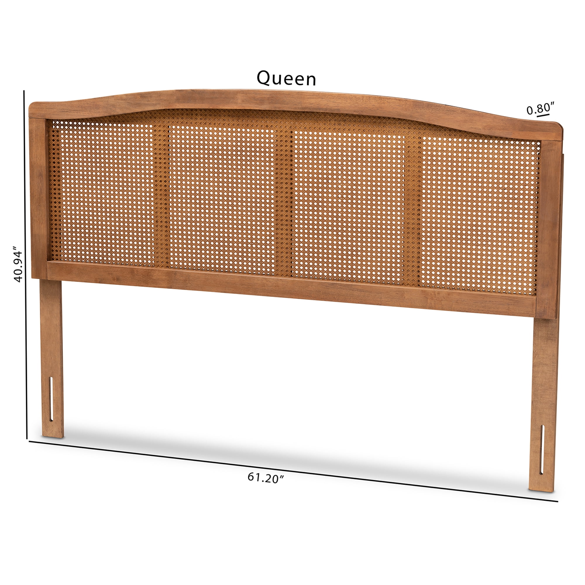 Baxton Studio Marieke Mid-Century Modern Ash Wanut Finished Wood and Synthetic Rattan Queen Size Headboard