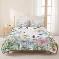thumbnail image 3 of Full Quilt Set 78''x90'', Spring Floral Lightweight Summer Bedspread Coverlet Set with 2 Pillow Shams, Wildflowers Herbs Summer Botanical Breathable All Season Quilt Bedding for Bedroom/Guest Room, 3 of 9