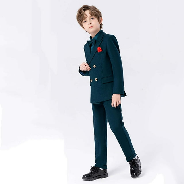 Boys Suit Set Kids Formal Outfit Toddler British Style Wedding Party Performance Dress Clothes For Children